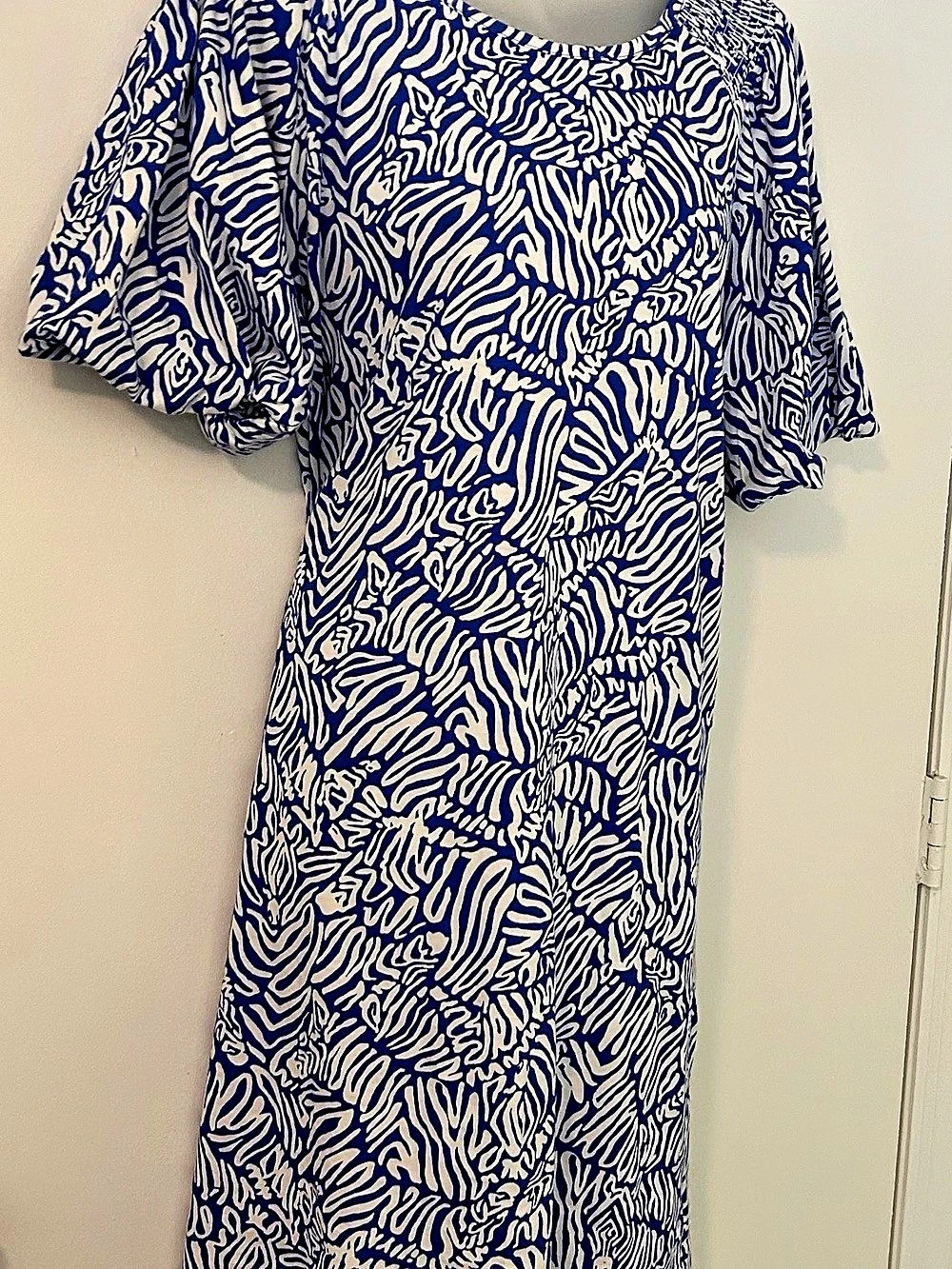 Lilly Pulitzer Rosen Dress Animal Print Mini Dress Blue & Cream XL NWT